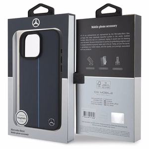 Mercedes MB sinine Line Leather MagSafe Ümbris jaoks iPhone 16 Pro Max - tumesinine