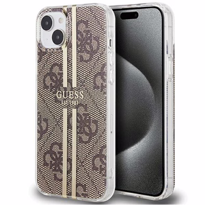 GUESS чехол для IPHONE 15 Plus GUHCP15MH4PSEGW (4G Gold Stripe) коричневый