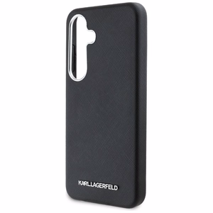 Karl Lagerfeld Saffiano Full Wrapped Elongated Metal Logo MagSafe Ümbris jaoks Samsung Galaxy S25 - must