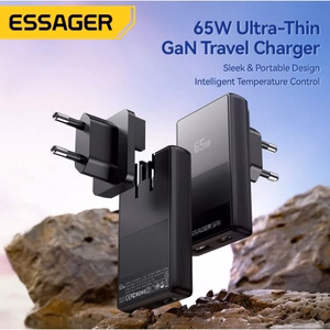 Laadija Essager Ultra Thin must 65W (PD / QC3.0)