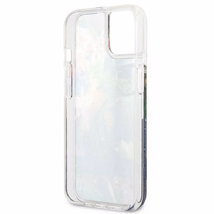 Guess GUHCP13SLFLSB iPhone 13 mini 5.4" синий/синий жёсткий чехол Flower Liquid Glitter