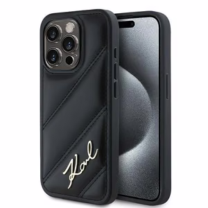 Karl Lagerfeld Diagonal Quilted Script ümbris jaoks iPhone 15 Pro Max - must