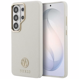Guess ümbris Rhinestone Round Logo MagSafe Samsung Galaxy S26 Ultra beež