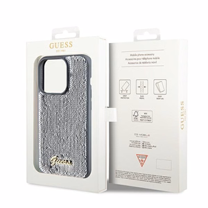 Guess Sequin Script Metal ümbris jaoks iPhone 14 Pro Max - hõbedane