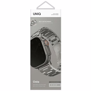 Uniq Osta roostevabast terasest rihm for Apple Watch 1/2/3/4/5/6/7/8/SE/SE2/Ultra 42/44/45/49mm - hõbedane
