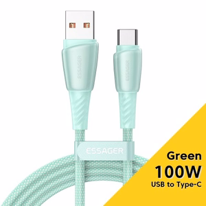 USB kaabel Essager Rainbow roheline Type-C 200cm (kuni 100W)