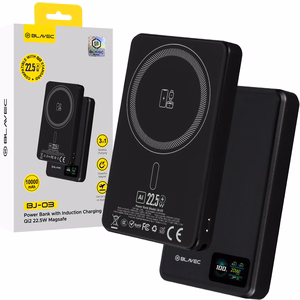 Blavec akupank 10000mAh BJ-03 Slim 13,5mm - Type C - 22,5W magnetiline Magsafe 3 in 1 (PBBJ03-MC10B) must alumiinium
