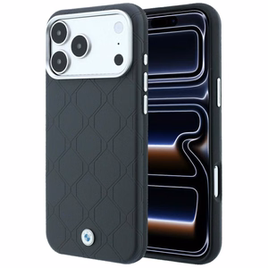 BMW Sign Deboss Quilted Metal Logo ümbris seadmele iPhone 18 Pro / 17 Pro, MagSafe-ühilduv – tumehall