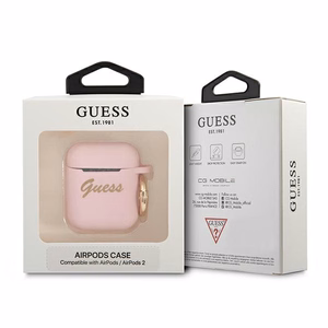 Guess GUA2SSSI AirPods kate roosa/roosa Silikoon Vintage Script