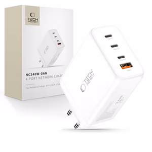 Tech-Protect NC240W-GaN 4-portiline 240W seinalaadija - valge