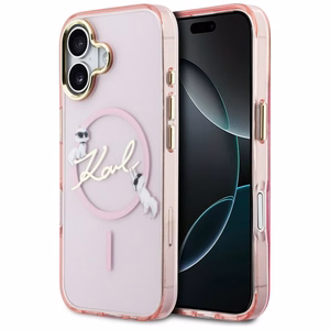 Karl Lagerfeld IML Choupettes Karl Script Logo MagSafe iPhone 17 Ümbris - roosa