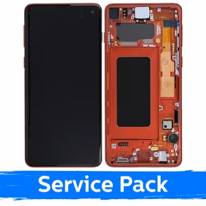 LCD Ekraan Ühildub Samsung G973 S10 Koos Frame / Cardinal Punane / (Service Pack)
