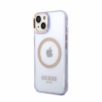 Guess GUHMP14SHTCMU iPhone 14 6.1" lilla/lilla hard ümbris kuldne Outline Translucent MagSafe