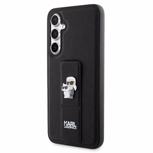 Karl Lagerfeld Gripstand Saffiano Karl&Choupette Pins ümbris jaoks Samsung Galaxy S23 FE - must