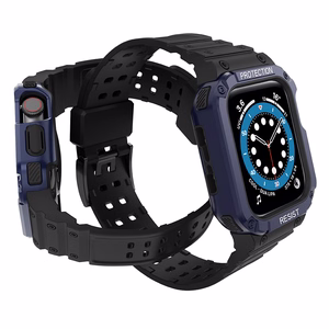 Protect Strap Band for Apple Watch 42/44/45mm soomustatud rihm - must, sinine