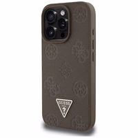 Guess Grained Hot Stamp Peony Triangle Logo MagSafe iPhone 16 Pro Ümbris - Brown
