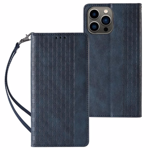 Magnet rihmaga ümbris iPhone 13 Pro Max kott rahakott + Mini Lanyard ripats sinine