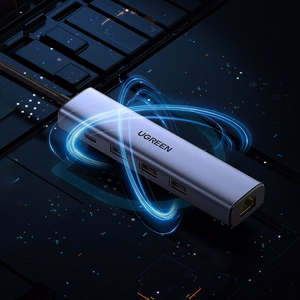 Ugreen CM475 multifunktsionaalne jaotur USB 3.0 - 3x USB / Ethernet RJ-45 / USB Type-C PD - hall