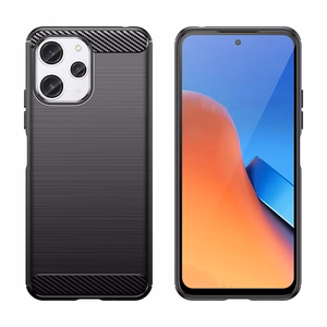Гибкий чехол с карбоновым узором для Xiaomi Redmi 12 Carbon Case - чёрный