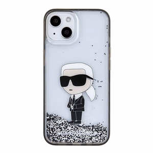 Karl Lagerfeld KLHCP15SLKKNSK iPhone 15 6.1" läbipaistev hardcase Liquid Glitter Ikonik