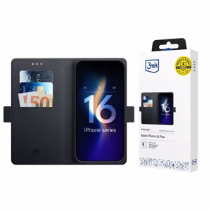 3mk Wallet Ümbris jaoks iPhone 16 Plus - must