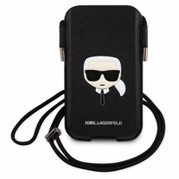 Karl Lagerfeld Saffiano Ikonik Karl's Head käekott - must