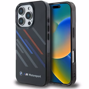 BMW Motosport IML Random Stripes iPhone 16 Pro Max Ümbris - must