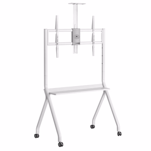 Maclean TV stand / cart, camera shelf, on casters, 55-100", max load 120kg/10kg shelf, max. VESA 900x600, valge, MC-114 W