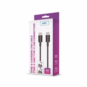 Setty кабель USB-C - USB-C 1,0 m 3A черный
