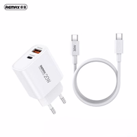 REMAX WALL LAADIJA KAABEL KOMPLEKT 20W RP-U120 USB/USB-C + USB-C TO USB-C KAABEL valge