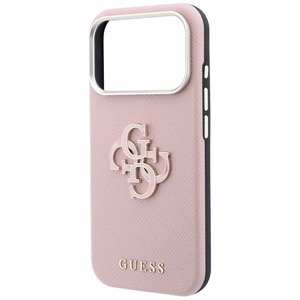 Guess Grained & Big Resin Logo ümbris iPhone 18 Pro / 17 Pro – roosa