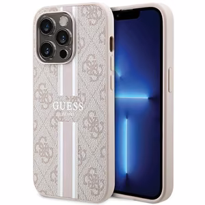 Guess 4G Printed Stripes MagSafe ümbris jaoks iPhone 15 Pro - roosa