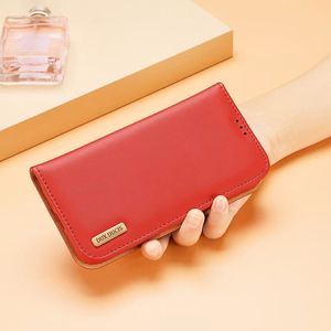 Dux Ducis Hivo Nahast Flip Cover Ehtne nahast rahakott kaartide ja dokumentide jaoks iPhone 14 Pro Max Brown