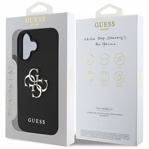 Guess Grained Big 4G Logo Small Classic Logo ümbris jaoks iPhone 16 - must