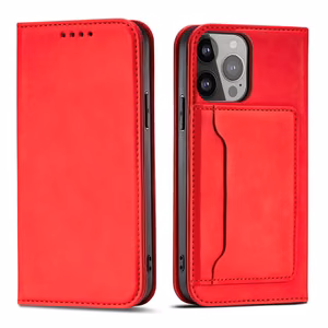 Magnet Card Ümbris jaoks Samsung Galaxy S23 flip cover wallet stand punane