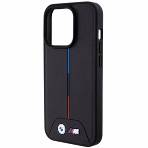 BMW Quilted Tricolor MagSafe ümbris jaoks iPhone 15 Pro Max - must