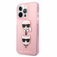Karl Lagerfeld KLHCP13LKCTUGLP iPhone 13 Pro / 13 6,1" różowy / roosa kõvakott Glitter Karl's & Choupette