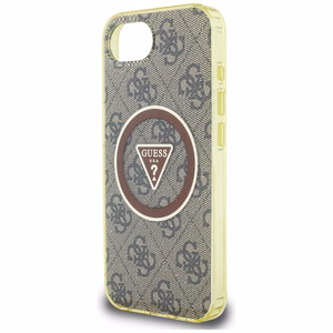 Guess IML Metal Glitter 4G Circle Triangle MagSafe ümbris jaoks iPhone 16e - brown