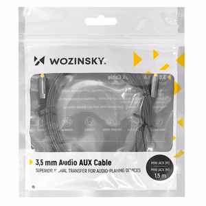 Wozinsky universal mini jack kaabel 2x AUX kaabel 3 m must