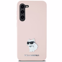 Karl Lagerfeld Silicone Choupette Metal Pin ümbris jaoks Samsung Galaxy S23+ - roosa