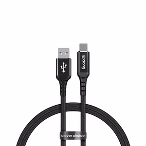 Crong Armor Link USB-A–USB-C kaabel, 1.5 m, 60 W / 3 A, must