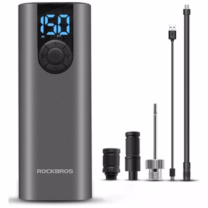 Rockbros 42720001001 elektriline jalgrattapump LED-ekraaniga + USB-C - USB-A kaabel - must