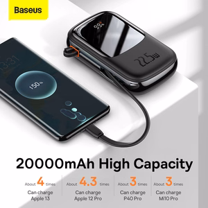 Baseus Power Bank 20000mAh Qpow Pro - USB + Type C - PD 22,5W with Type C cable (PPQD060301) black