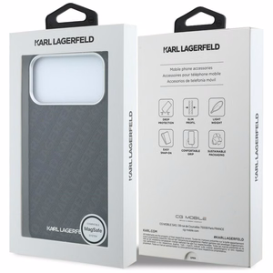 Karl Lagerfeld PU Grained Allover Semi Wrap MagSafe ümbris Apple iPhone 18 Pro Max jaoks, must