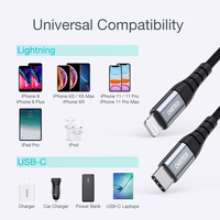 Choetech IP0041 USB-C / Lightning MFi 480Mb/s 3A 2 m kaabel - must
