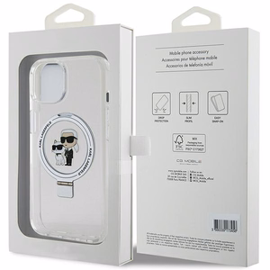 Karl Lagerfeld KLHMP15SHMRSKCH iPhone 15 / 14 / 13 6.1" valge/valge hardcase Ring Stand Karl&Choupette MagSafe
