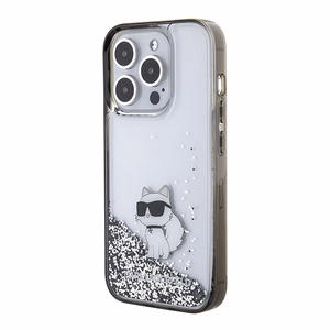 Karl Lagerfeld Liquid Glitter Choupette чехол для iPhone 15 Pro Max - прозрачный