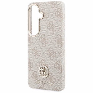 Guess ümbris 4G Rhinestone Round Logo MagSafe Samsung Galaxy S26 Plus jaoks roosa