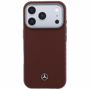 Mercedes nahk MagSafe ümbris iPhone 17 Pro Max puiduefektiga - punane