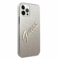 Guess GUHCP12LPCUGLSGO iPhone 12 Pro Max 6.7" kuldne/kuldne kõvakaane Glitter Gradient Script